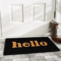 Home & More 2 ft. W X 3 ft. L Black Hello Block Coir Door Mat