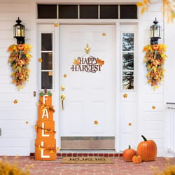 Glitzhome 25 in. Pumpkin Leaf Swag Hanging Decor