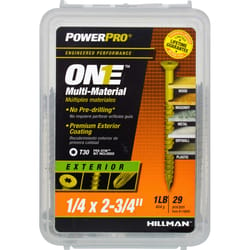 HILLMAN Power Pro 1/4 in. Ga. X 2-3/4 in. L Star Flat Head Coarse Multi-Material Screws