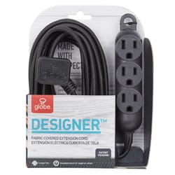 Globe Electric Designer Series Indoor 12 ft. L Black Triple Outlet Cord 16/3
