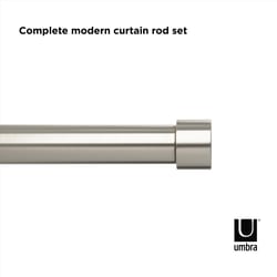 Umbra Cappa Nickel Silver Single Curtain Rod 120 in. L X 180 in. L
