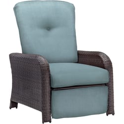 Hanover Strathmere Brown Steel Frame Reclining Chair Ocean Blue