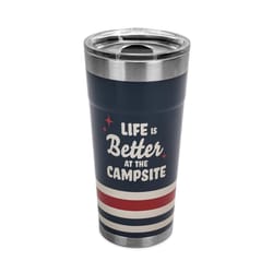 Camco Life is Better at the Campsite 20 oz Dark Blue BPA Free Wrapped Insulated Tumbler with Travel