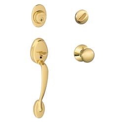 Schlage Plymouth Bright Brass Entry Handleset 1-3/4 in.