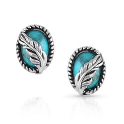 Montana Silversmiths Women's World's Feather Silver/Turquoise Earrings Brass Water Resistant