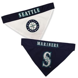 Pets First Black/White Seattle Mariners Cotton/Nylon Dog Collar Bandana Small/Medium