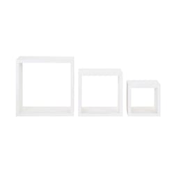 Melannco 9.45 in. H X 4.13 in. L White Wood Cube Shelves Set