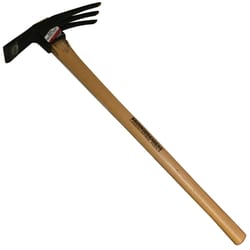 V&B Ground Breakers 3 Tine Iron Mattock Tiller 26 in. Wood Handle