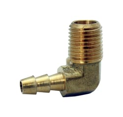 JMF Company Brass 1/8 in. D X 1/4 in. D Hose Barb Elbow 1 pk