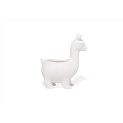 Kikkerland 6 in. H X 3.25 in. W X 5 in. D Ceramic Lloyd the Llama Planter White