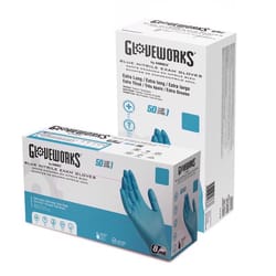 Gloveworks Nitrile Disposable Gloves X-Large Blue Powder Free 50 pk