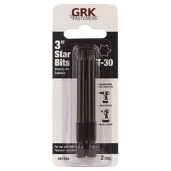 GRK Fasteners Star T30 X 3 in. L Power Bit Carbon Steel 2 pc