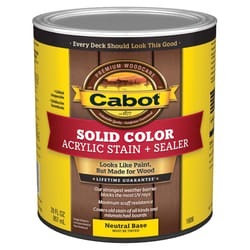 Cabot Solid Color Acrylic Stain & Sealer Solid Tintable Neutral Base Acrylic Deck Stain 1 qt