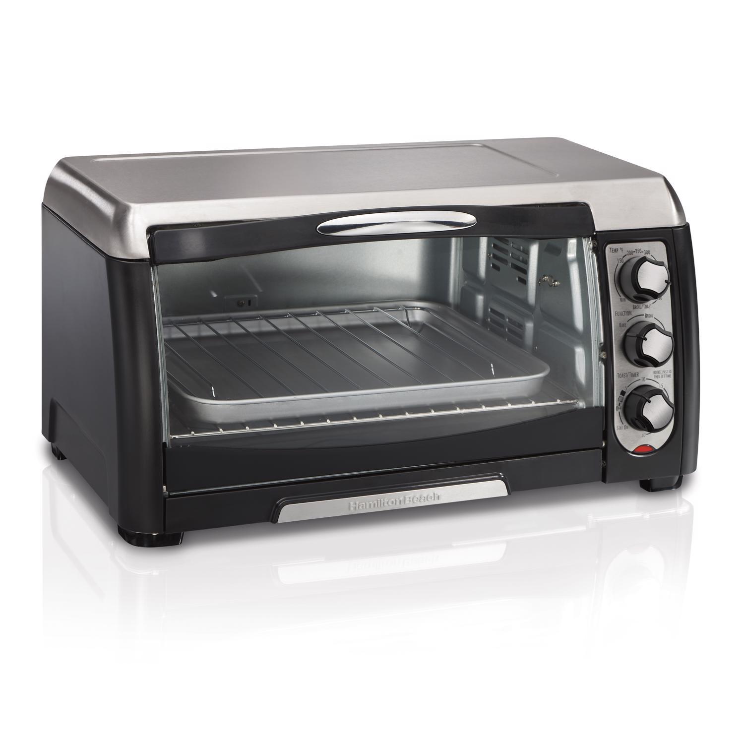 HB Stainless Steel Black/Silver 6 slot Toaster Oven 11 in. H X 18.75 in. W X 15.13 in. D Sansujyuku sansujyuku.com