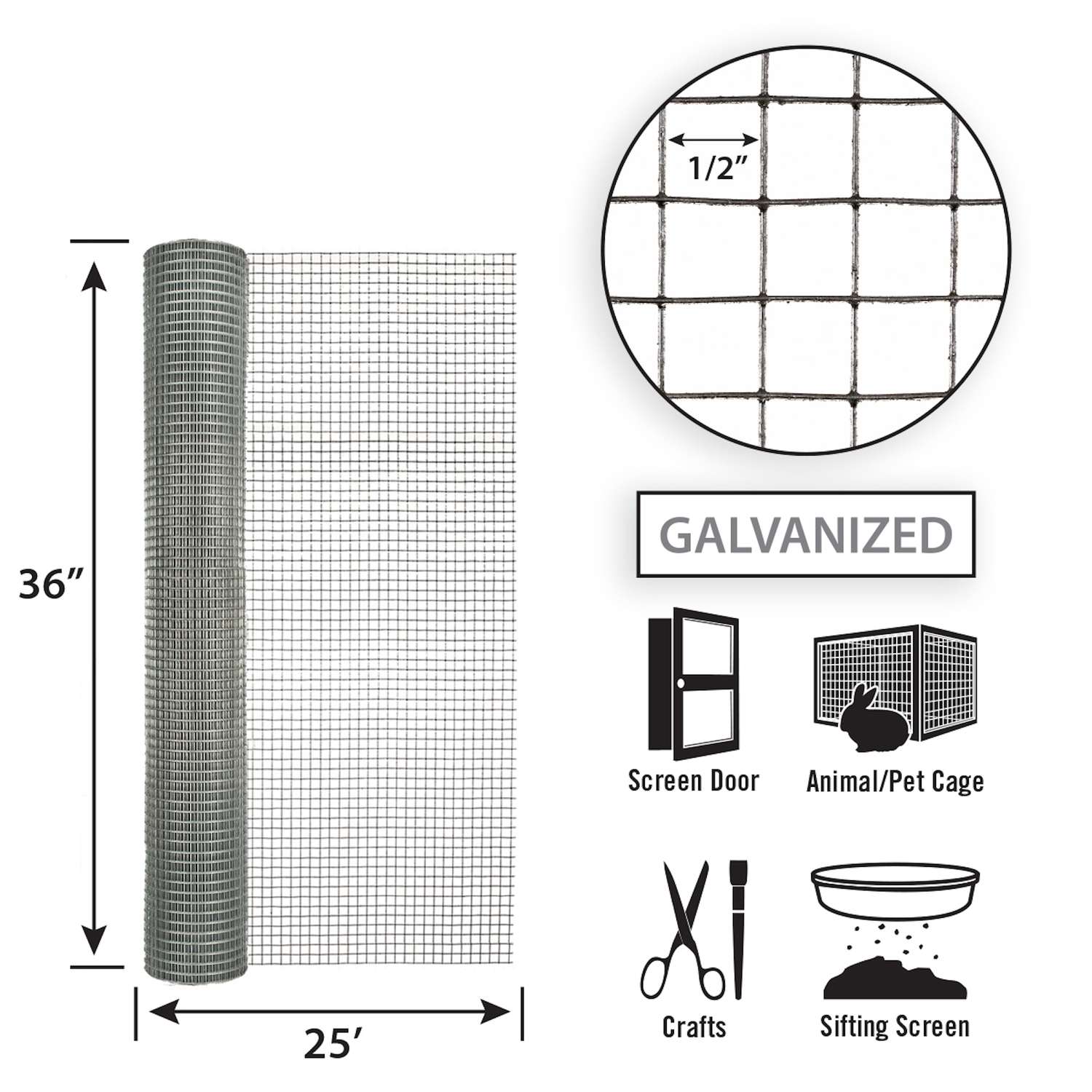 Garden Craft 36 in. H X 25 L Steel Hardware Cloth Garden Craft 36 in. H X 25 L Steel Hardware Cloth