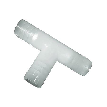 T Connector Fitting Pack, Polyethylene, 1/2 Hose Barb x 1/2 Hose Barb to  1/2 Hose Barb, 10/pk