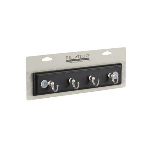 E.H. Tate & Co. 8.75 in. L Satin Nickel Black Zinc Traditional Key Rack ...