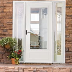 Larson 81 in. H X 36 in. W Vinyl/Wood White Mid-View Reversible Self-Storing Storm Door