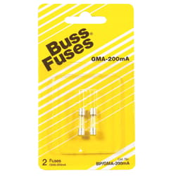 Bussmann 0.2 amps Fast Acting Glass Fuse 2 pk