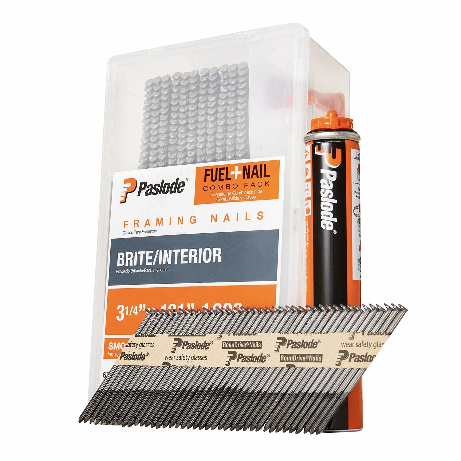 Photos - Nail / Screw / Fastener Paslode RounDrive 3-1/4 in. L Angled Strip Brite Fuel and Nail Kit 30 deg 