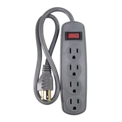 Home Plus 2 ft. L 4 outlets Power Strip Gray