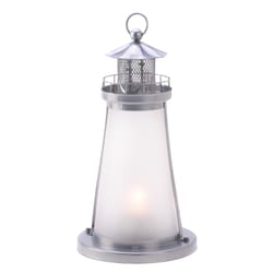 Gallery of Light Lighthouse Glass/Metal Silver Lantern