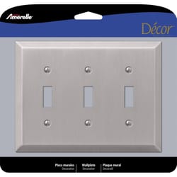 Amerelle Century Brushed Nickel 3 gang Stamped Steel Toggle Wall Plate 1 pk