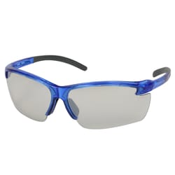 Safety Works Anti-Fog Semi-Rimless Safety Glasses Light Mirror Lens Blue Frame 1 pc