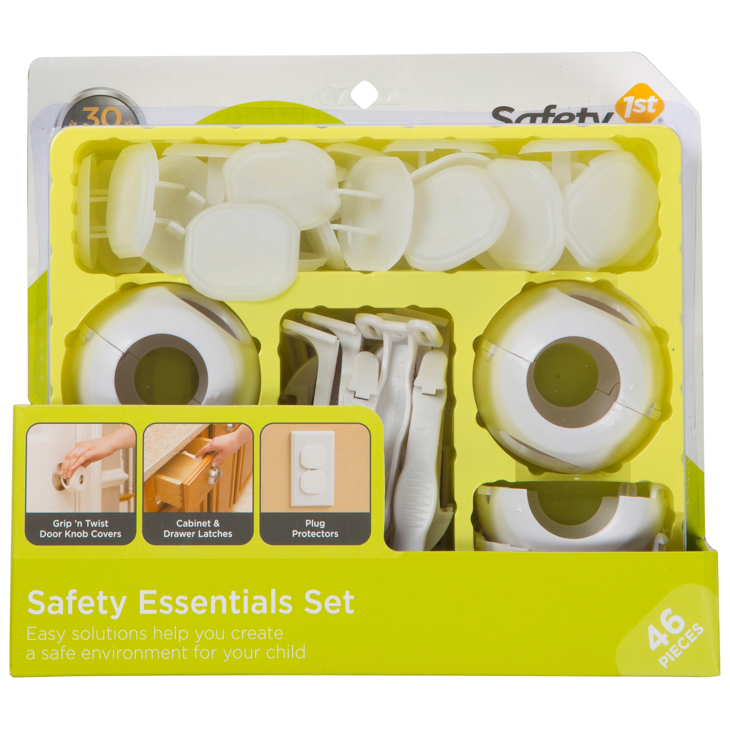 Safety 1st Safety Essentials Childproofing Kit - White 46pc: Adhesive Backing, Tool-Free Assembly, Polypropylene Material