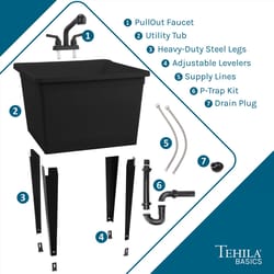Tehila 22.875 in. W X 24.75 in. D Freestanding Thermoplastic Utility Tub Kit
