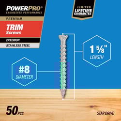 HILLMAN Power Pro No. 8 X 1-5/8 in. L Star Coarse Trim Screws 50 pk