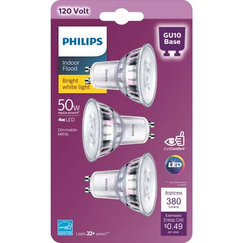 Philips MR16 GU10 LED Bulb Bright White 50 Watt Equivalence 3 pk - Ace  Hardware
