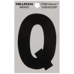 HILLMAN 3 in. Reflective Black Vinyl Self-Adhesive Letter Q 1 pc