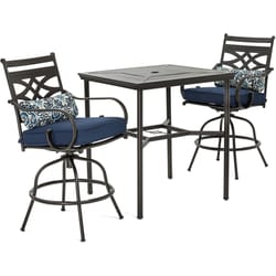 Hanover Montclair 3 pc Java Steel Dining Set Navy Blue