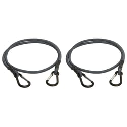 Keeper Gray Carabiner Style Bungee Cord 48 in. L X 0.315 in. 2 pk