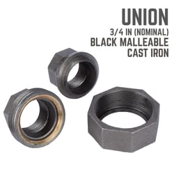 STZ Industries 3/4 in. FIP each X 3/4 in. D FIP Black Malleable Iron Union