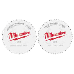 Milwaukee 10 in. D X 5/8 in. Tungsten Carbide Circular Saw Blade 40&60 teeth 2 pk