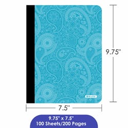 Bazic Products 9-3/4 in. W X 7-1/2 in. L College Ruled Stitched Assorted Paisley Composition Book