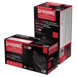 Gloveworks Nitrile Disposable Gloves XX-Large Black Powder Free 100 pk