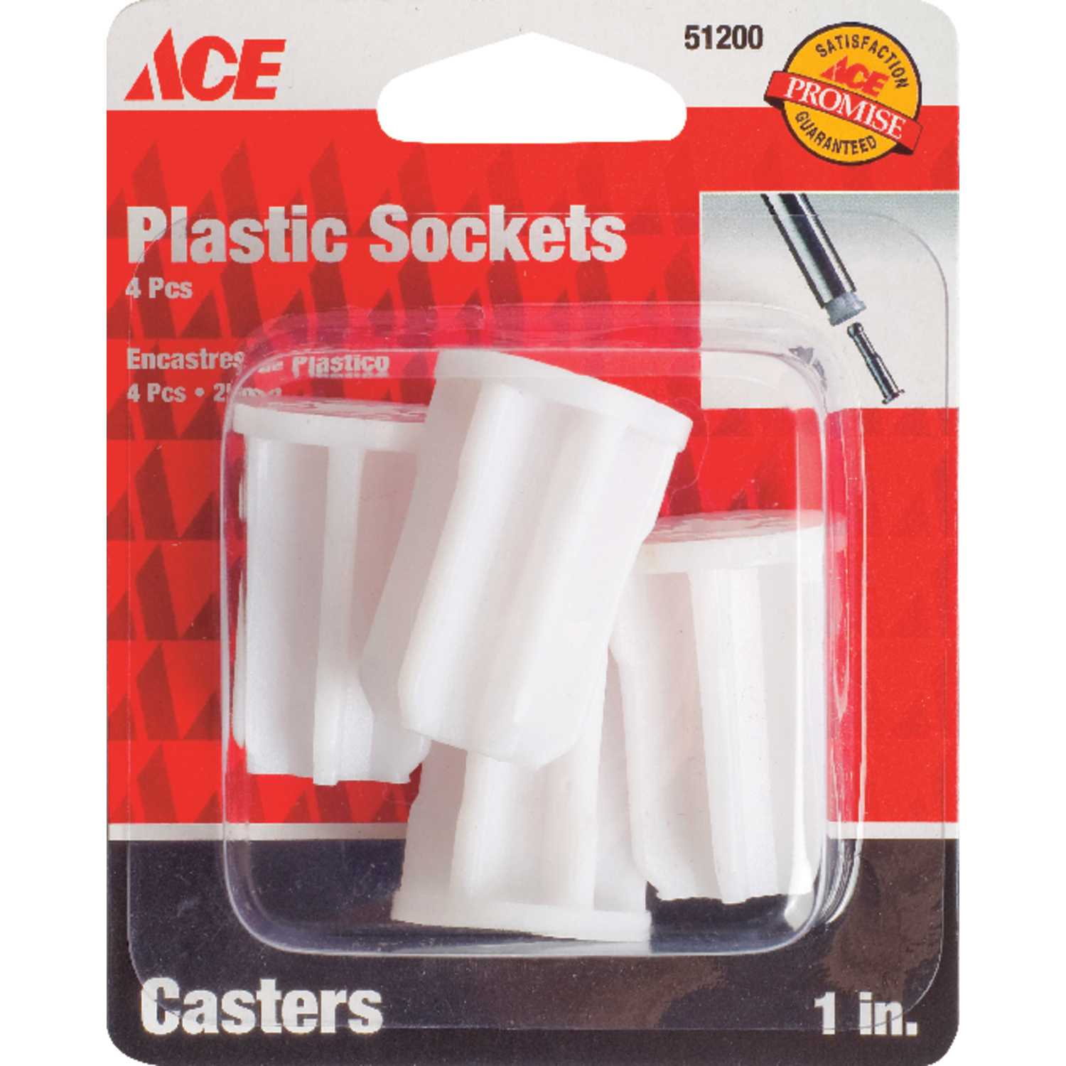 Ace 5/16 in. Dia. Plastic Caster Socket 4 pk Ace Hardware