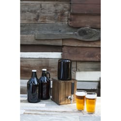 Legacy Growler 64 oz Brown Glass/Wood Beer Growler W/Tap