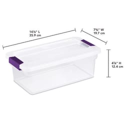 Sterilite 6 qt Clear Latch Storage Box 4.875 in. H X 7.75 in. W X 14.125 in. D Stackable