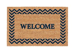 DeCoir 30 in. W X 18 in. L Tan/Blue Chevron Welcome Entrance Mat