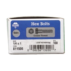 HILLMAN 1/4 in. D X 1 in. L Hot Dipped Galvanized Steel Hex Bolt 100 pk