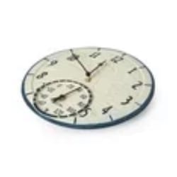 Taylor Round Clock/Thermometer Polyresin Blue 14 in.