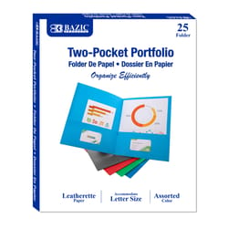 Bazic Products 8.5 in. W X 11 in. L Assorted Two-Pocket Portfolio