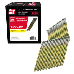 Grip-Rite 3-1/4 in. L X 11 Ga. Angled Strip Bright Framing Nails 28 deg 2000 pk