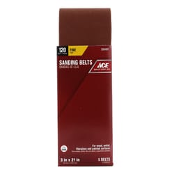 Ace 21 in. L X 3 in. W Aluminum Oxide Sanding Belt 120 Grit Fine 5 pc