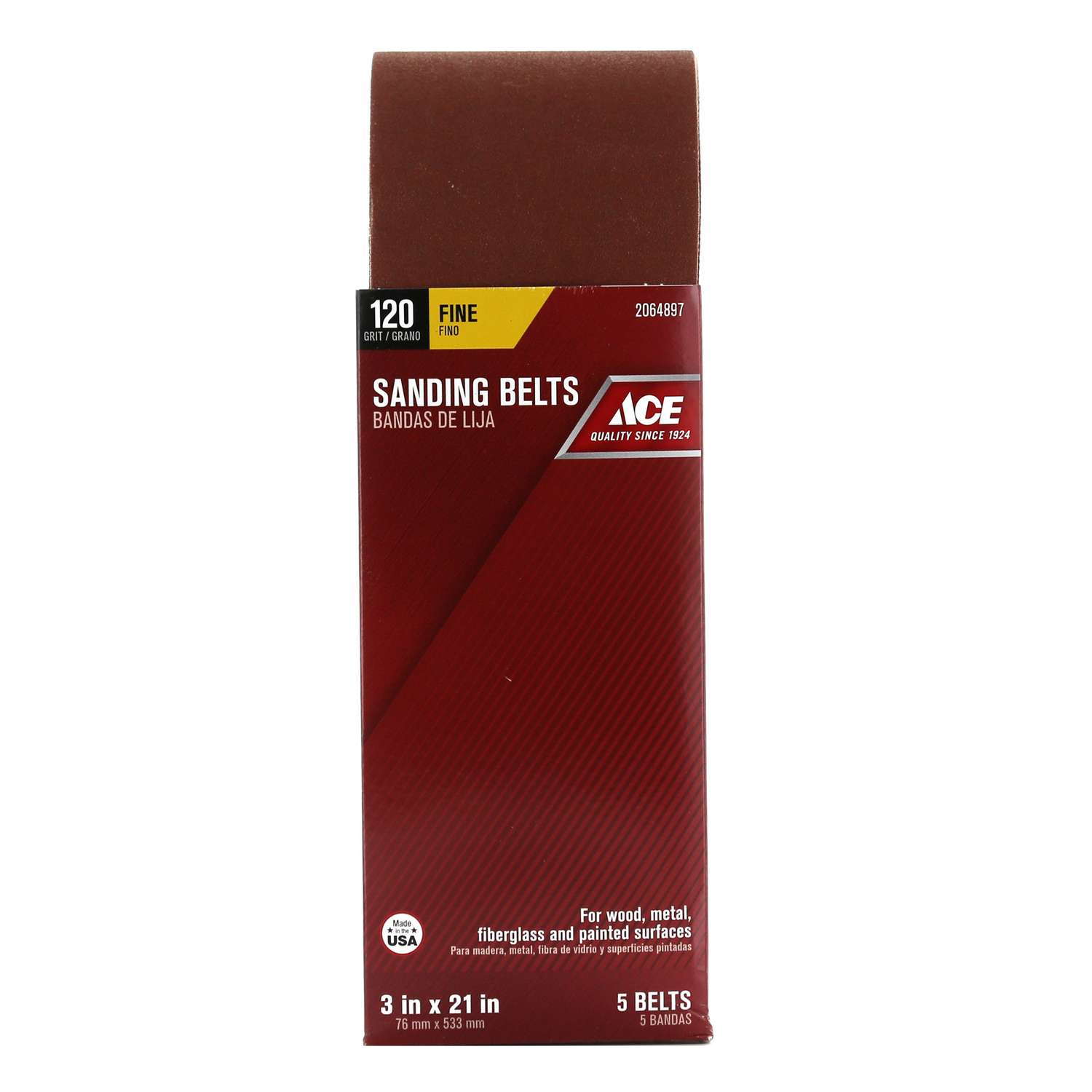 Sanding Belt 3 x 27 Aluminum Oxide 120 Grit A&H Abrasives Box of 10 