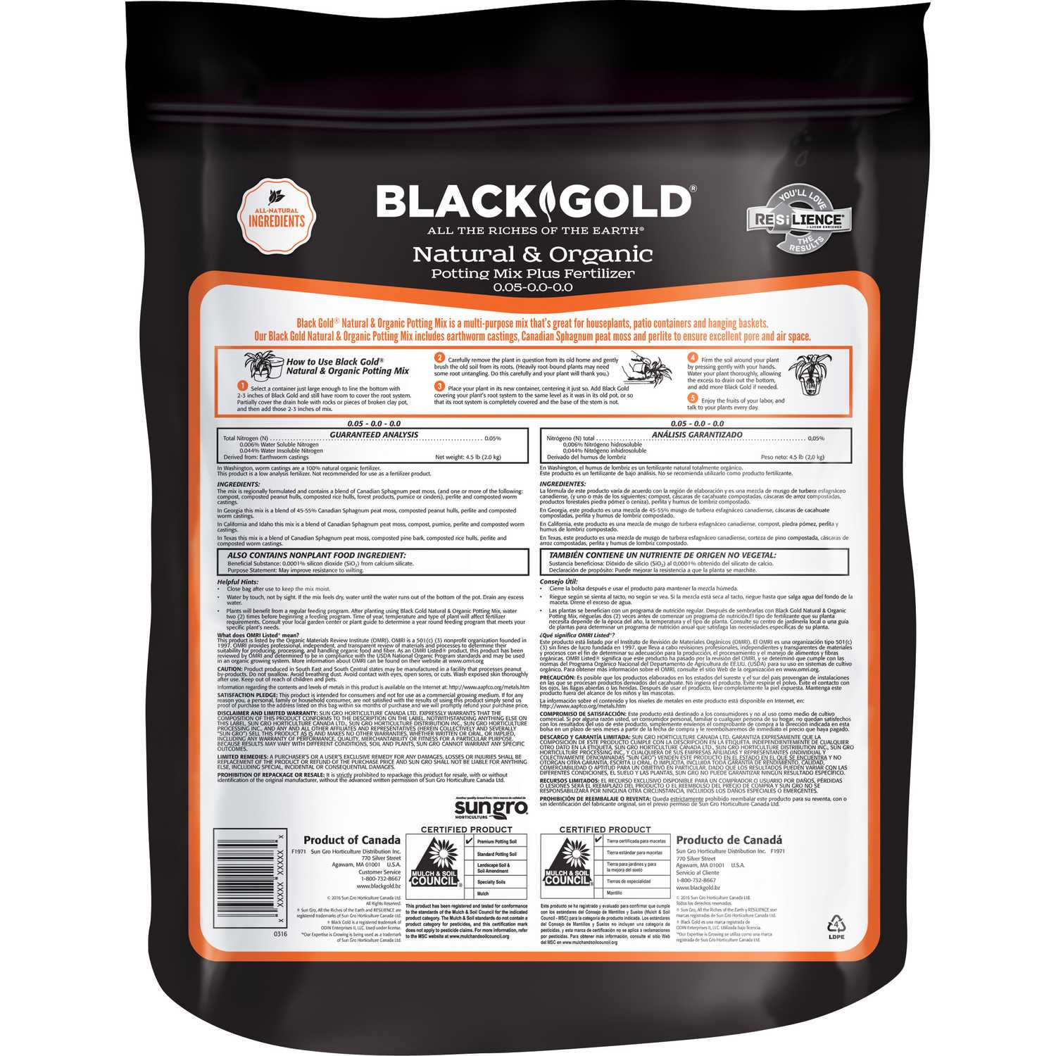 Black Gold Natural Organic Organic Potting Soil 8 Qt Ace Hardware